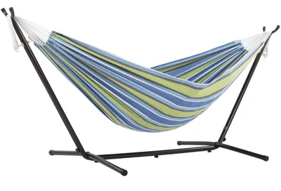Immagine prodotto di Amaca in cotone con struttura, 250 cm, ideale per giardino e campeggio