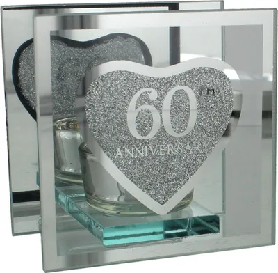 Image de Celebrations - Bougeoir, verre, 60e anniversaire WD3478 (taille unique) (Argent)