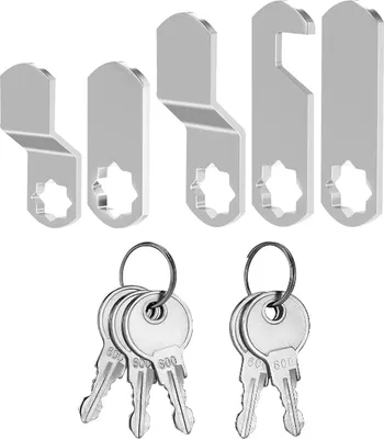 Produktbild von Briefkastenschloss Set mit 5 Schlüsseln und 5 Schlossplatten, 5 Voll Eisen Schlüssel, Universal Schrank, Briefkastenschloß