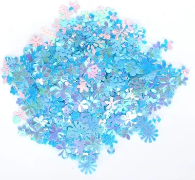 Produktbild von Konfetti, blumenförmige Glitzer-Pailletten, Flitter, Party, Hochzeit, Streuteil, Dekorationszubehör (bunt blau)