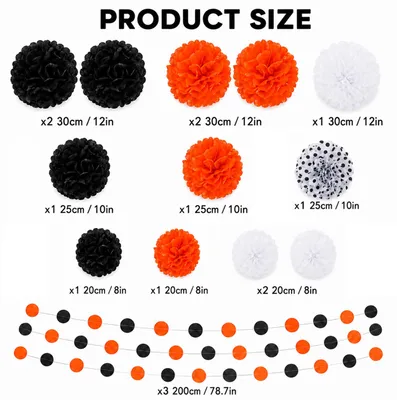 Produktbild von Pompoms Deko 15 Stück Halloween Papier Girlanden Dekoration Party Deko