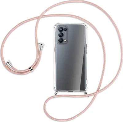 Produktbild von Handykette Backcover-Schutzhülle mit Band (Metall silberfarben) für Oppo Reno5 Pro 5G - roségold