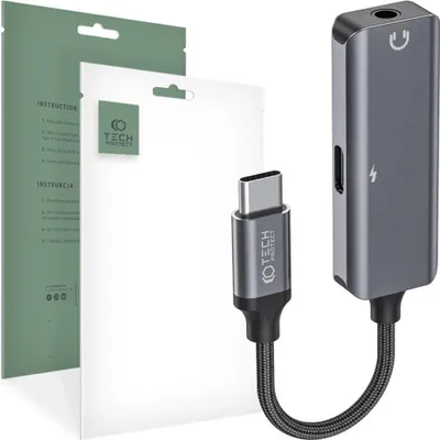 Immagine prodotto di Tech-Protect Ultraboost Adattatore da Tipo-C a Mini Jack 3,5Mm e Tipo-C nero