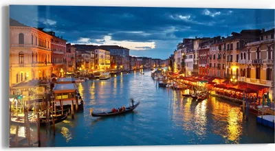 Produktbild von DEQORI Glasbild Echtglas 60x30 cm 'Venedigs Canal Grande' Wandbild Bild modern Deko