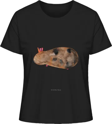 Produktbild von Mr. & Mrs. Panda Shirt Damen Einhorn Meerschweinchen Größe XL - Schwarz - Geschenk, Unicorn, Kurzarmshirt, Einhörner, Oberteil, Basic T-Shirt, Meerhörnchen, Meerschwein