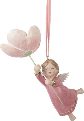 Image de Clayre & Eef Pendentif de Noël Ange 7x5x13 cm Rose Plastique
