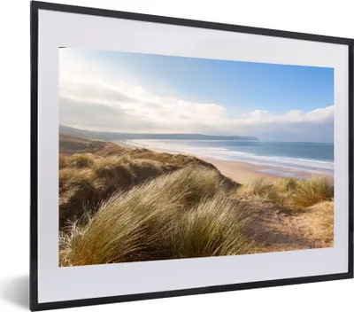 Produktbild von MuchoWow® MuchoWow® Gerahmtes Poster Strand - Düne - Natur 60x40 cm - Poster mit zchwarzem Bilderrahmen - Schlafzimmer - Plakat in Rahmen - Drucken