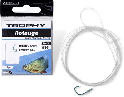 Produktbild von Zebco Trophy Rotauge Vorfachhaken Hakengröße 14 blau Vorfach 70cm