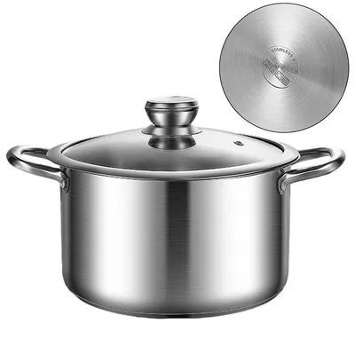 Produktbild von Induktion Kochtopf, Ø 26 cm, Höhe 21 cm, Edelstahl Groß Topf,mit 3-Lagen Boden für alle Herdarten