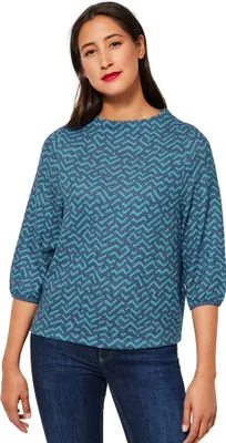 Produktbild von 28319 Street One, , Damen Pullover, weicher Feinstrick, türkis grau bedruckt, 42