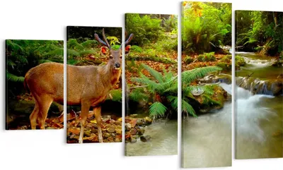 Produktbild von Bild auf Leinwand - Leinwandbild - Herbst berg strom landschaft - 100x60cm - Wand Bild - Wanddeko - Leinwanddruck - Bilder - Kunstdruck - Wanddekoration - Leinwand bilder - Wandkunst - EG100x60-2243