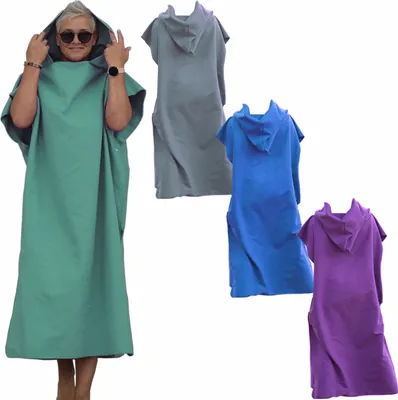 Produktbild von HEKERS Badeponcho Surfponcho aus Mikrofaser Badeponcho Umziehhilfe Strand Umkleidehilfe, Kapuze, Druckknöpfe, Mit Kapuze Poncho 3115