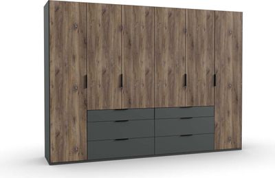 Winnipeg 6-türiger Kleiderschrank Flagstaff-Eiche / Graphit, Passepartout (Rahmen):ohne Passepartout