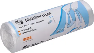 Produktbild von DEISS Universal Plus Müllbeutel 60 Liter HDPE mit Tragegriff | 49801
