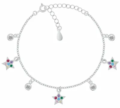 Produktbild von BRC147WRBW Funkelndes Silber-Stern-Armband