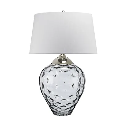 Image de Lampe de table LED, nickel, acier, verre, transparent, H 78,7 cm