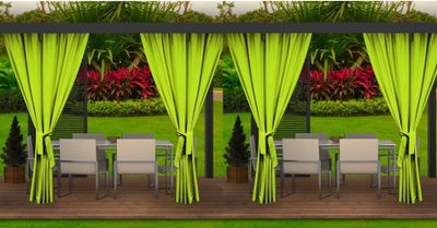 Zasłony ogrodowe 155x200cm limonka 4 szt | zasłony na taras balkon | zasłony zewnętrzne wodoodporne | zasłony do ogrodu | zasłony na zewnątrz