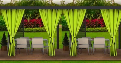 Zdjęcie produktu dla Zasłony ogrodowe 155x200cm limonka 4 szt | zasłony na taras balkon | zasłony zewnętrzne wodoodporne | zasłony do ogrodu | zasłony na zewnątrz