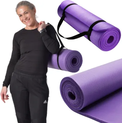 Image de FIT4MED | Tapis de yoga vert - Violet - 183x61cm - Epaisseur 1cm - Tapis antidérapant