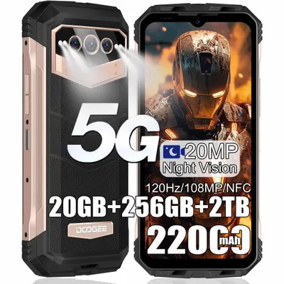 Produktbild von DOOGEE VMAX 5G Outdoor Smartphone 22000mAh 20GB+256GB Dimensity 1080, 120Hz FHD+ 108MP Android 12 Handy, Gold