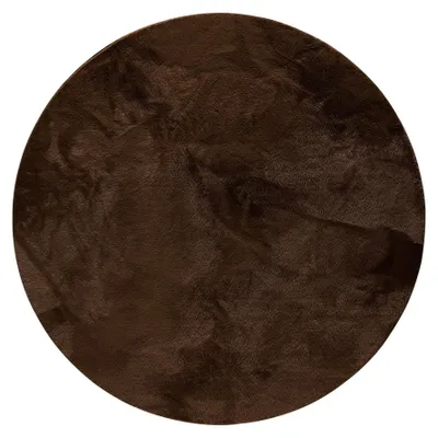 Zdjęcie produktu dla benuta Basic dywan z włókien syntetycznych Furry - Brązowy rund 160 cm - Miękki dywan do salonu - Antypoślizgowy spód - Można prać - Odpowiedni do ogrzewania podłogowego