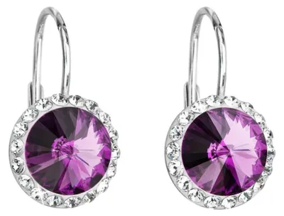 Produktbild von Silver dangle earrings with crystals Preciosa 31216.3 amethyst
