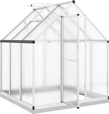 Produktbild von vidaXL Gewächshaus mit Fundamentrahmen Silbern 169x169x202 Aluminimum