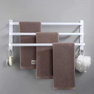 Obrázek produktu pro 3-patrový držák na ručníky z hliníku, bílý, 60 cm, montáž na zeď