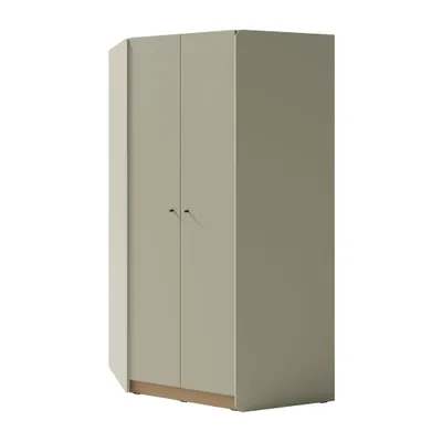 Image de Armoire d'angle ALEX 95x195 cm, armoire avec 2 portes & 2 tringles à vêtements & 8 étagères, eucalyptus
