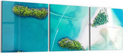 Produktbild von DEQORI Glasbild Echtglas 3x50x50 cm 'Sirithan Strand in Krabi' Wandbilder XXL groß