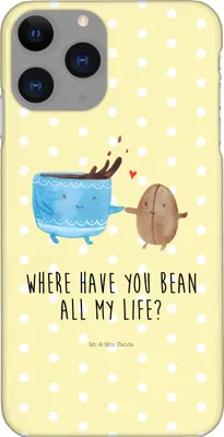 Produktbild von Mr. & Mrs. Panda Iphone 11 Pro Handyhülle Kaffee Bohne - Gelb Pastell - Geschenk, Premium Kunststoff, Genuss, Lustige Sprüche, Glück, Zufriedenheit, Handy Case