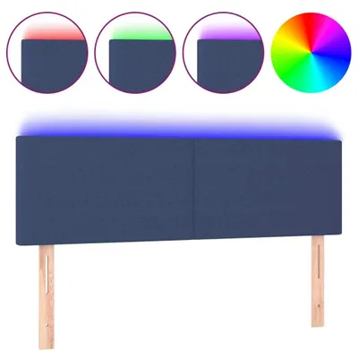 Produktbild von vidaXL LED Kopfteil Blau 144x5x78/88 cm Stoff