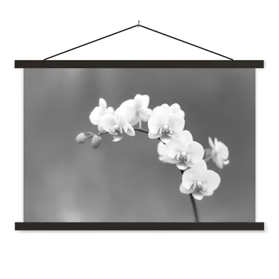 Produktbild von MuchoWow® Textilposter Orchidee - Blumen - Pflanze - Weiß - Lila 90x60 cm mit schwarzem Rahmen - Aufhängungssatz