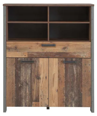 Highboard Kommode CLIF 2 Türen 1 Schublade Optik Old Wood Vintage
