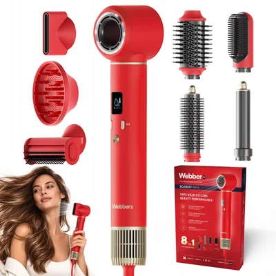 Obrázok produktu pre Fén a kulma 8 v 1 Webber DHD7, s ionizáciou, technológiou BLDC, s difúzorom, 1300 W, LCD displej
