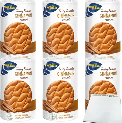 Produktbild von Wasa Tasty Snacks Cinnamon Rounds 6er Pack (6x267g Packung) + usy Block