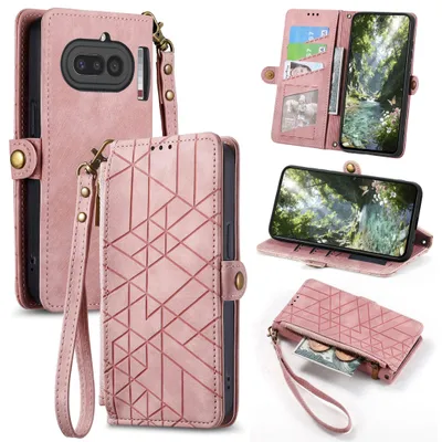 Produktbild von Handyhülle Wallet Klapphülle Für Nothing Phone 4a Kunstleder Zipper Rosa