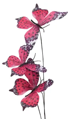 Produktbild von Clayre & Eef Dekoration Ast Schmetterling 10x10x65 cm Rosa Textil