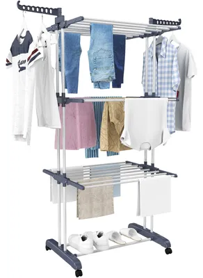 Produktbild von Wäschetrockner Wäscheständer Wäschegestell - Klappbar - 4 Ebenen - 172 x 50 x 76 cm - Mit Rollen