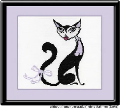 Imagen del producto de Kit de bordado de punto de cruz "Glamourkatze III", con patrón de conteo, 25x25 cm
