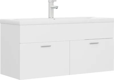 Obrázek produktu pro vidaXL Vanity Unit s vestavěným umyvadlem Bílý dřevěný materiál