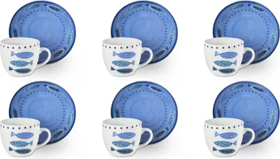 Obrázek produktu pro Sada Excelsa se 6 šálky na espresso s podšálky Ocean, porcelán, 7 cl, barevné