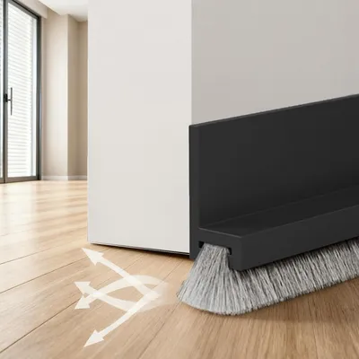 Produktbild von Zugluftstopper Türdichtung selbstklebend mit Bürstendichtung, 100 cm x 53 mm, Zugluftstopper für Türen, Abdeckstreifen, Dichtungsband, schwarz