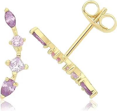 Produktbild von Wunderschöne 9 Karat (375) Gold Damen - Paar Ohrstecker mit Zirkonia, , - 13mm*4mm; TRS36205