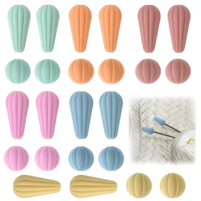 Produktbild von 24-teiliges Set mit Stricknadelstoppern, kürbis- und tropfenförmigen Silikon-Maschenstoppern, Nadelspitzenschützern, zum Stricken, Häkeln und für DIY-Bastelprojekte