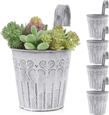 Produktbild von Famanu Hängende Metallblumentöpfe Vintage - Set von 5