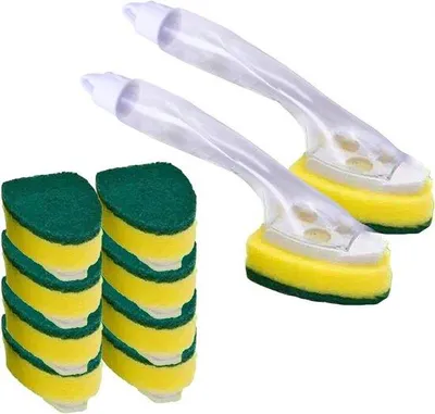 Produktbild von Schwamm mit Flüssiggriff, 2er Pack, kratzfrei, Küchenutensil, Borsten