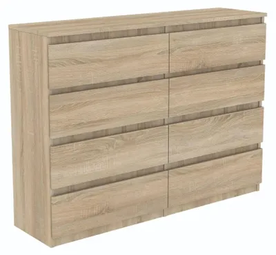 Produktbild von Kommode aus Sonoma-Eiche mit Schubladen, 120 cm, 8 Schubladen, für Schlafzimmer und Wohnzimmer – HERSTELLER
