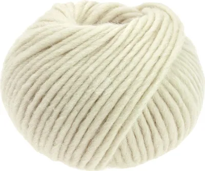 A ball of thick, cream-colored yarn.