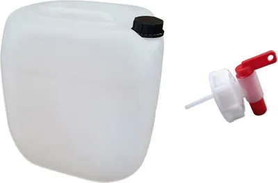 Produktbild von 30 Liter L Kanister Camping & Outdoor Wasserkanister Farbe natur lebensmittelecht dicht + Hahn (30 knn + H.)